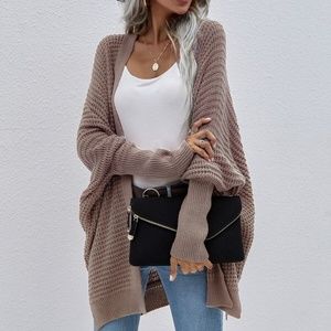 Cozy Batwing Sleeve Knit Open Front Cardigan